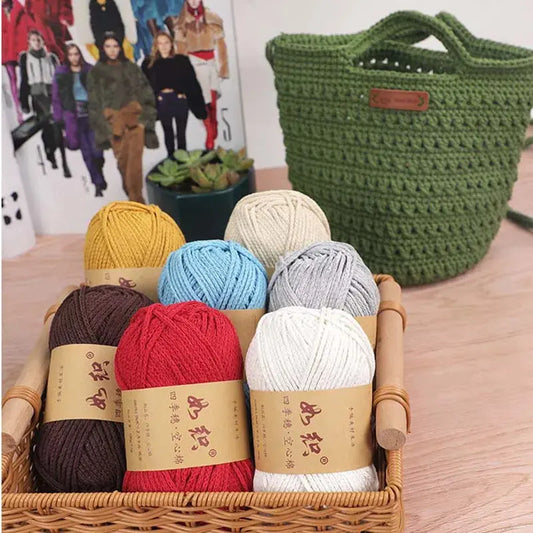 1Pc 100g Cotton Hollow Crochet Yarn 2mm Polyester knitting Thread Round Crocheting line Thick DIY bag mat slipper amigurumi Coudre&créer