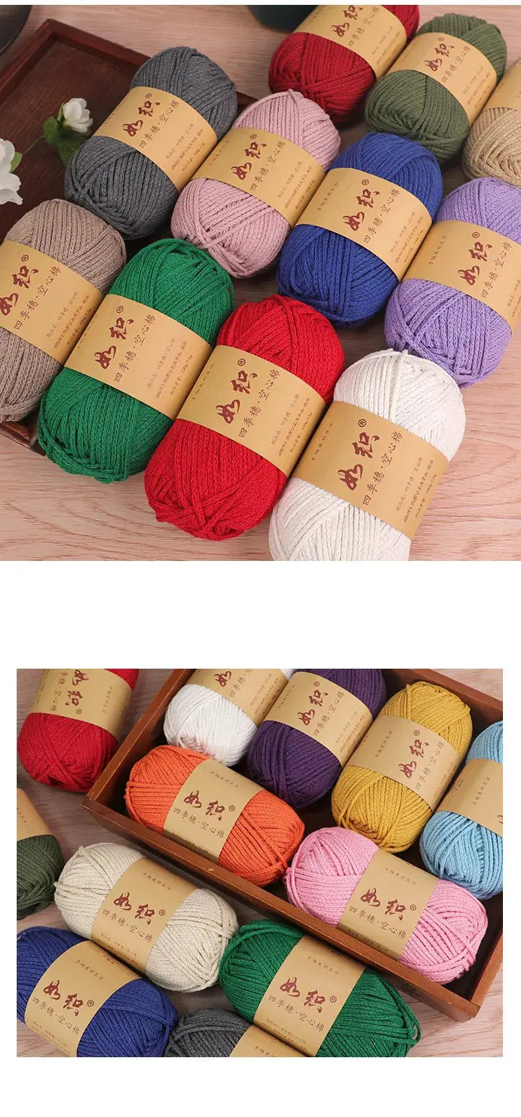 1Pc 100g Cotton Hollow Crochet Yarn 2mm Polyester knitting Thread Round Crocheting line Thick DIY bag mat slipper amigurumi Coudre&créer