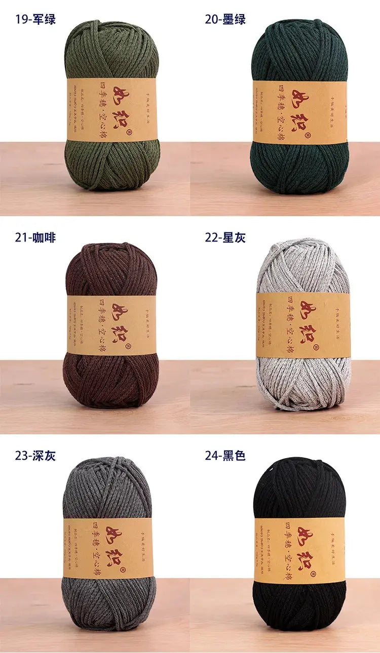 1Pc 100g Cotton Hollow Crochet Yarn 2mm Polyester knitting Thread Round Crocheting line Thick DIY bag mat slipper amigurumi Coudre&créer