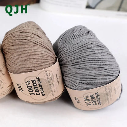 QJH 100% Organic Cotton Yarn, Yarn for Knitting, Crocheting and Crafts, Pack of 2 - 1.76oz/136yards/1Pcs, Light, Dk Coudre&créer