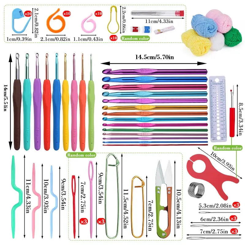 KRABALL Knitting Crochet Hook Set Home Use Sewing Tool DIY Craft Crochet Knit Markers Needles Tools Weaving Accessories With Bag Coudre&créer