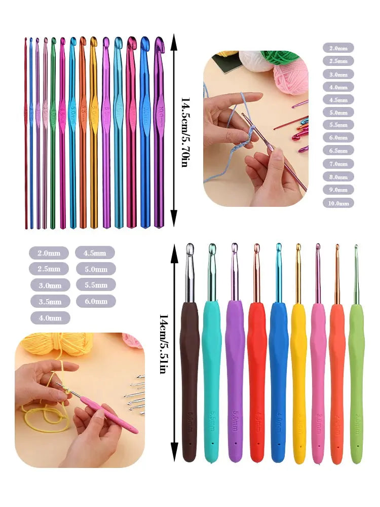 KRABALL Knitting Crochet Hook Set Home Use Sewing Tool DIY Craft Crochet Knit Markers Needles Tools Weaving Accessories With Bag Coudre&créer