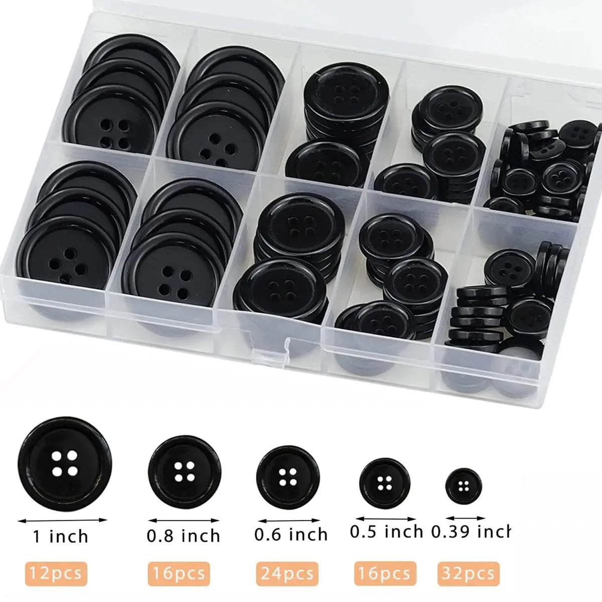 Pack de 100 boutons ronds noirs