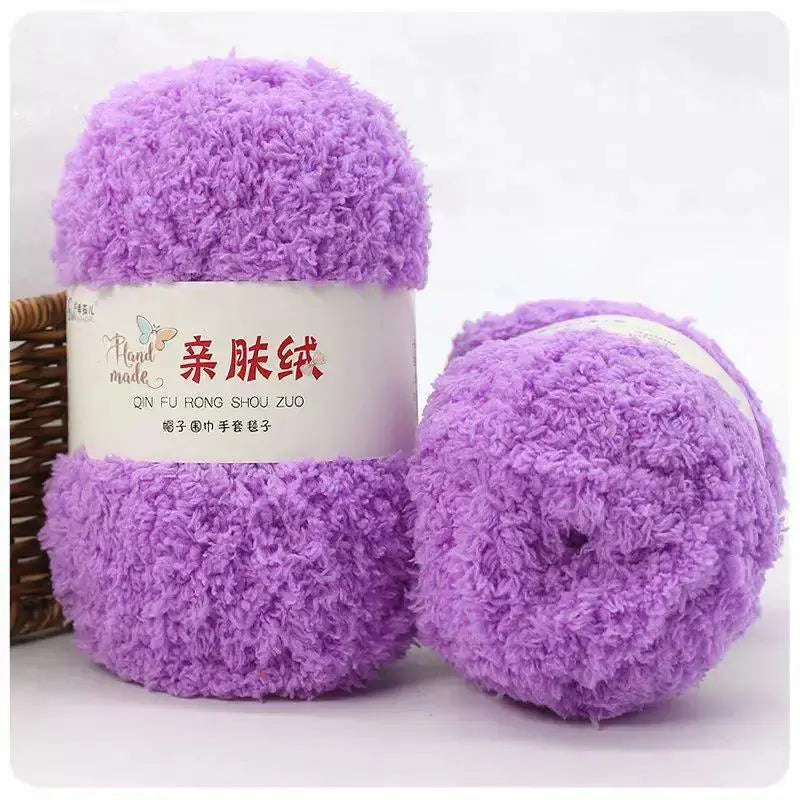 Fil Chenille Velours, 50g, Polyester, Doux et Léger pour Tricot & Crochet