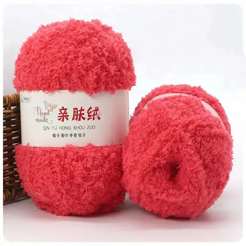 Fil Chenille Velours, 50g, Polyester, Doux et Léger pour Tricot & Crochet